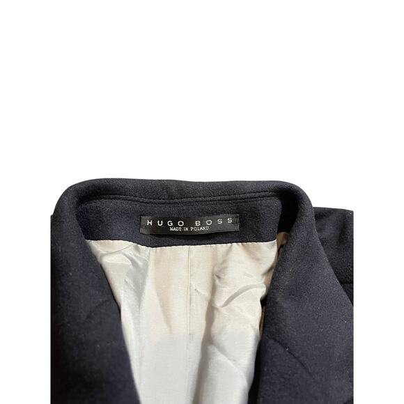 HUGO BOSS Mens Morgan navy Blue Virgin Wool Blend Overcoat Coat Size 42R - Picture 3 of 10